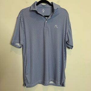 Rhoback Medium The Don't Mess Performance Polo Blue White Texas Golf Preppy